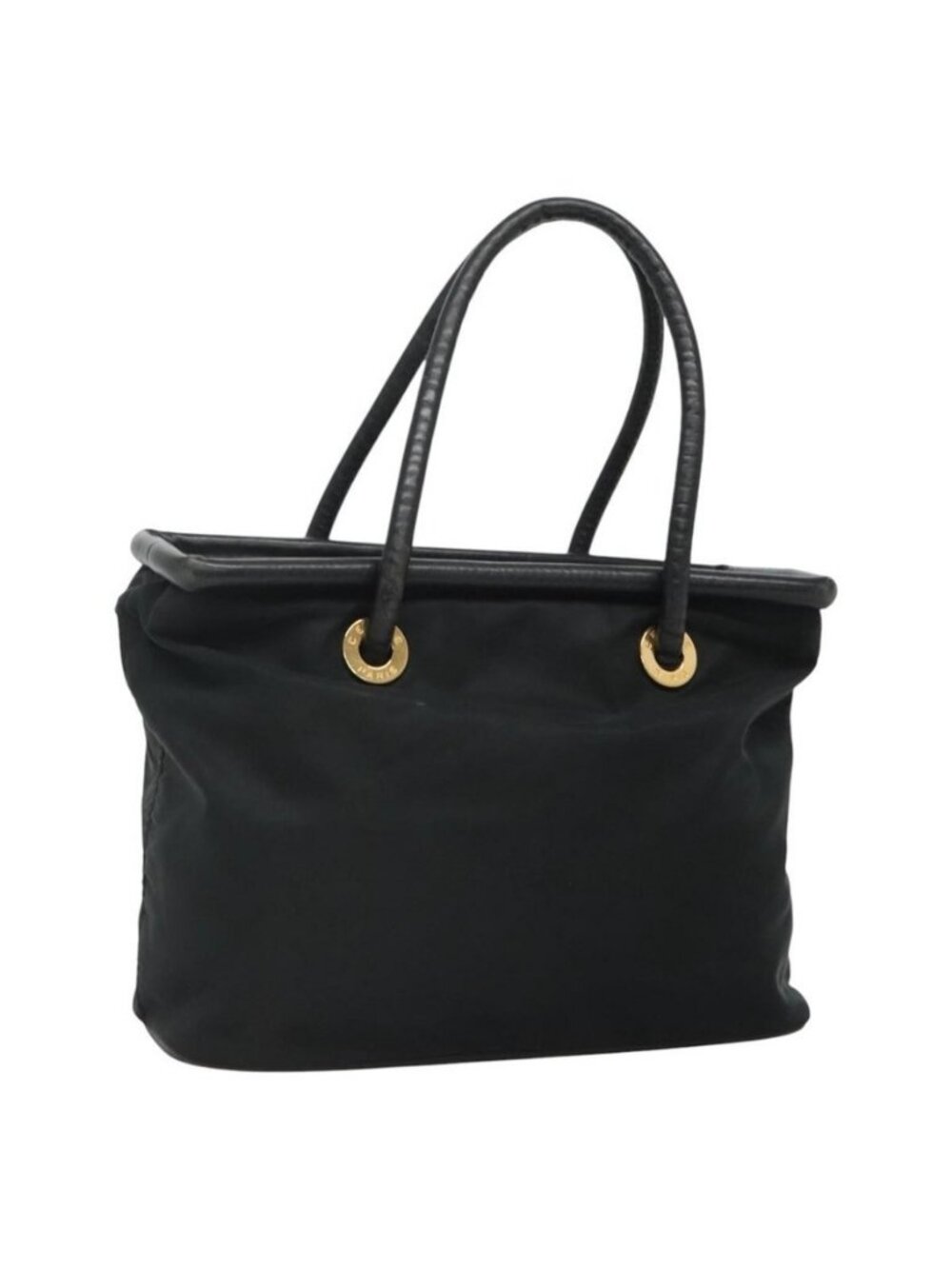 Authentic CELINE Shoulder Bag Nylon Black Gold
